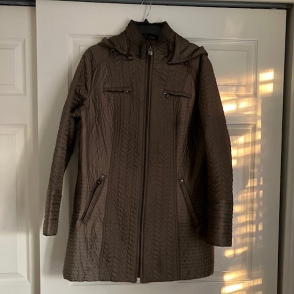 DAWN LEVY Dark Olive Coat, Size XL - Picture 1 of 9